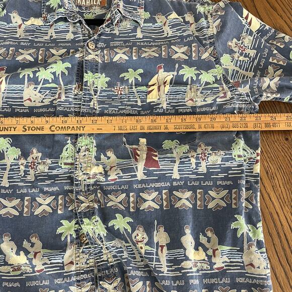 Vintage Kahala 1936 Hawaiian Button Down Blue Shirt-Size Large - Picture 4 of 7